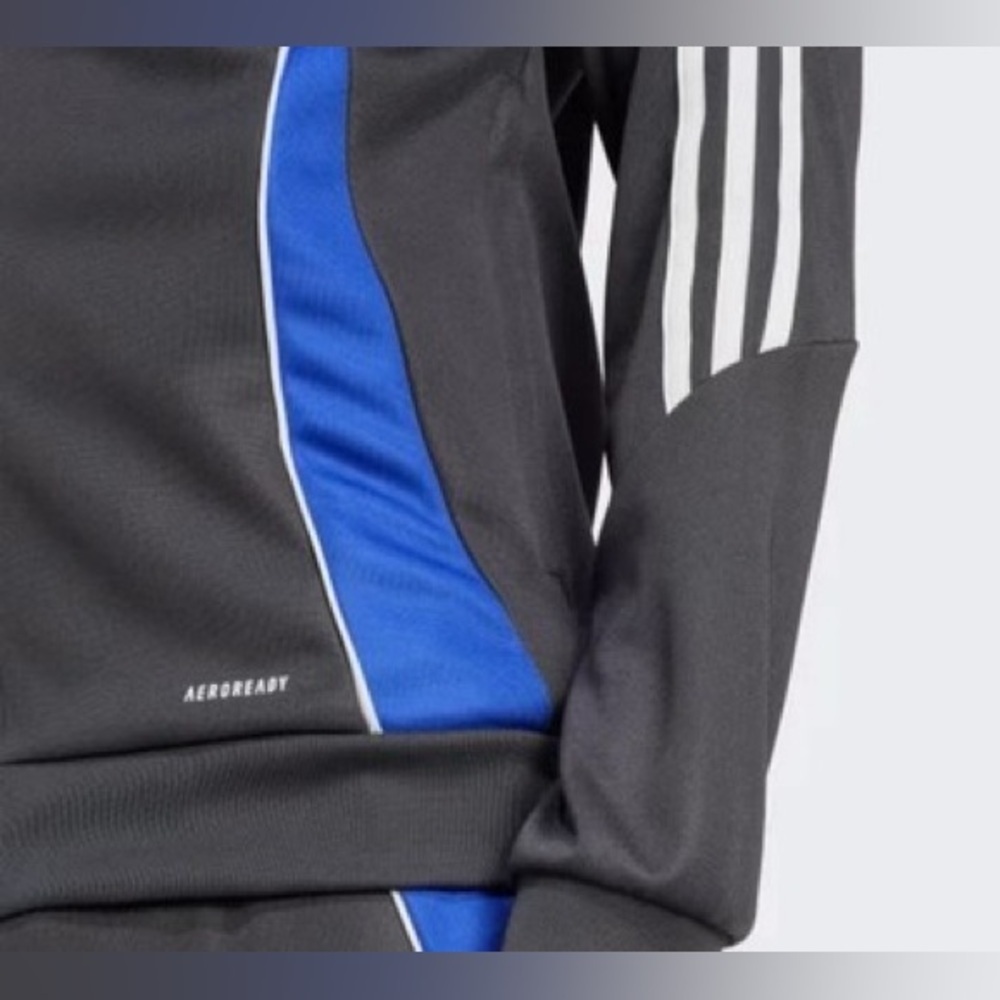 Adidas Men's Messi Icon Logo Jacket in Sark Gray and Blue size Small - Picture 3 of 8